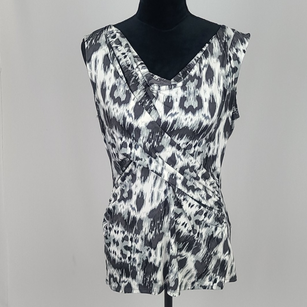 New York & Company women M sleeveless shirt blouse career top ruched Artsy‎ Boho